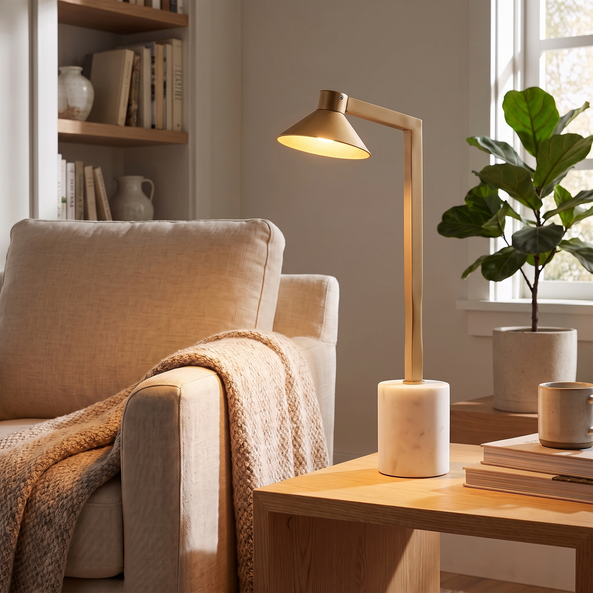 Satrom Marble Base Touch LED Table Lamp – shown in a room for scale