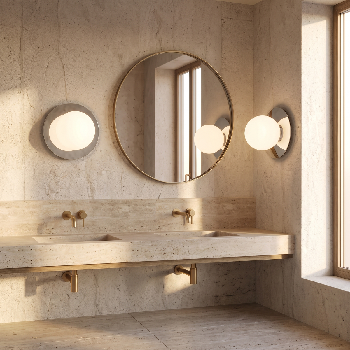 Orb Glass Mirror Wall Light – Medium – shown in a room for scale