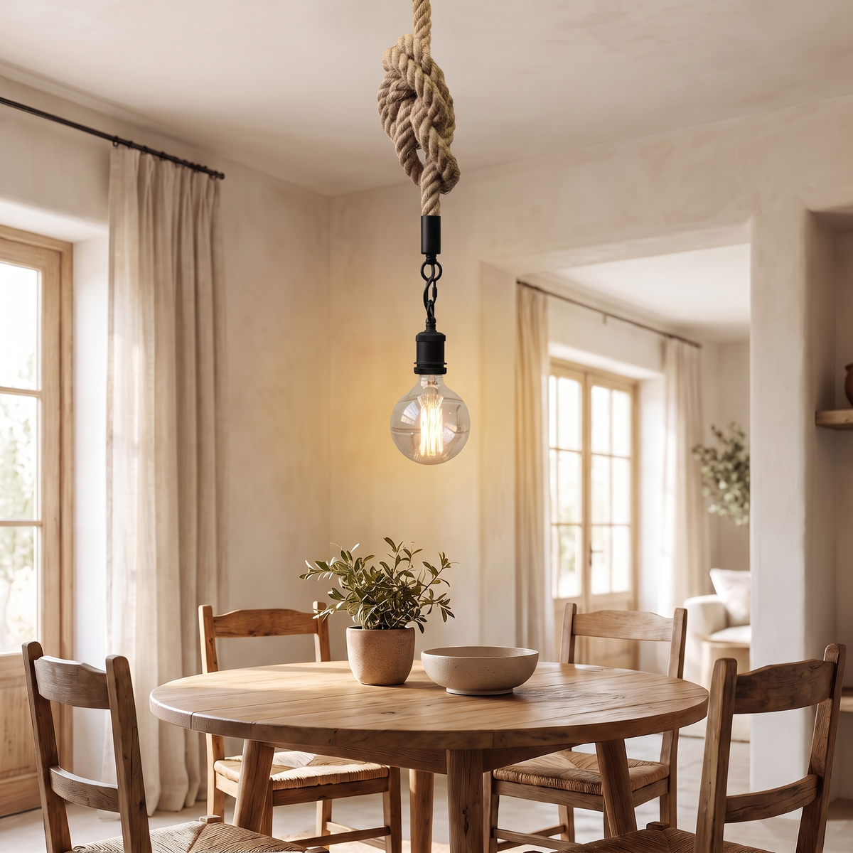 Anchor Rope Pendant Light – shown in a room for scale