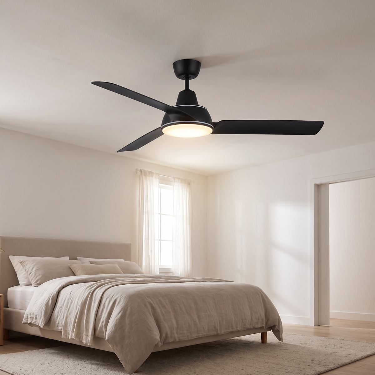 Aero 52" AC Ceiling Fan with Optional LED Light – view from below