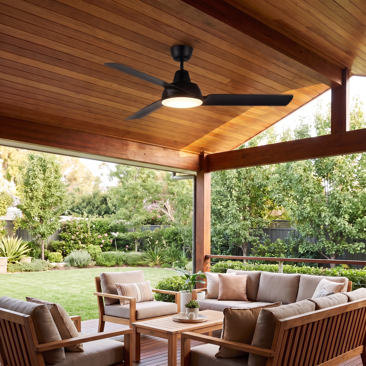 Aero 52" AC Ceiling Fan with Optional LED Light – shown in a room for scale