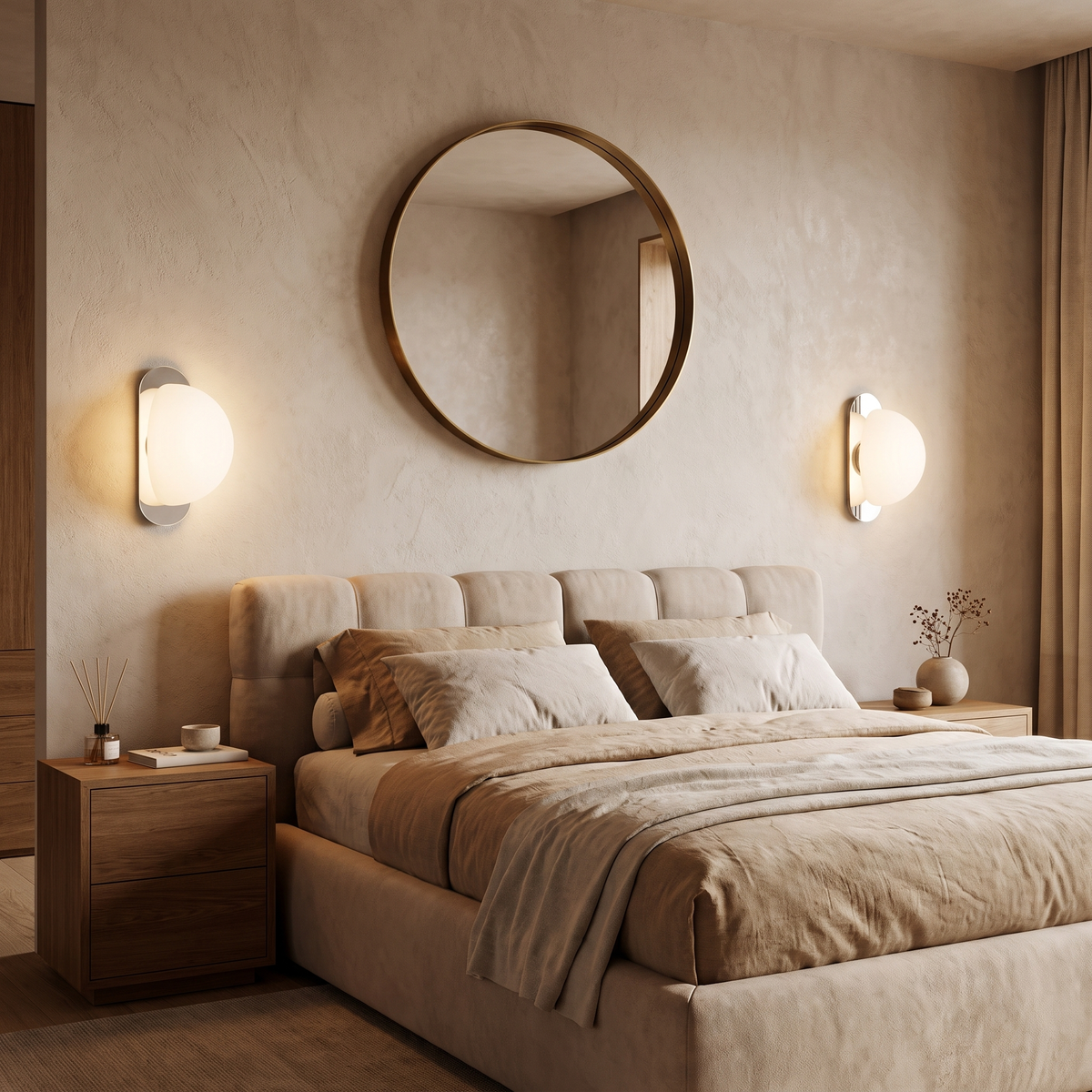 Orb Dome Mirror Wall Light – shown in a room for scale