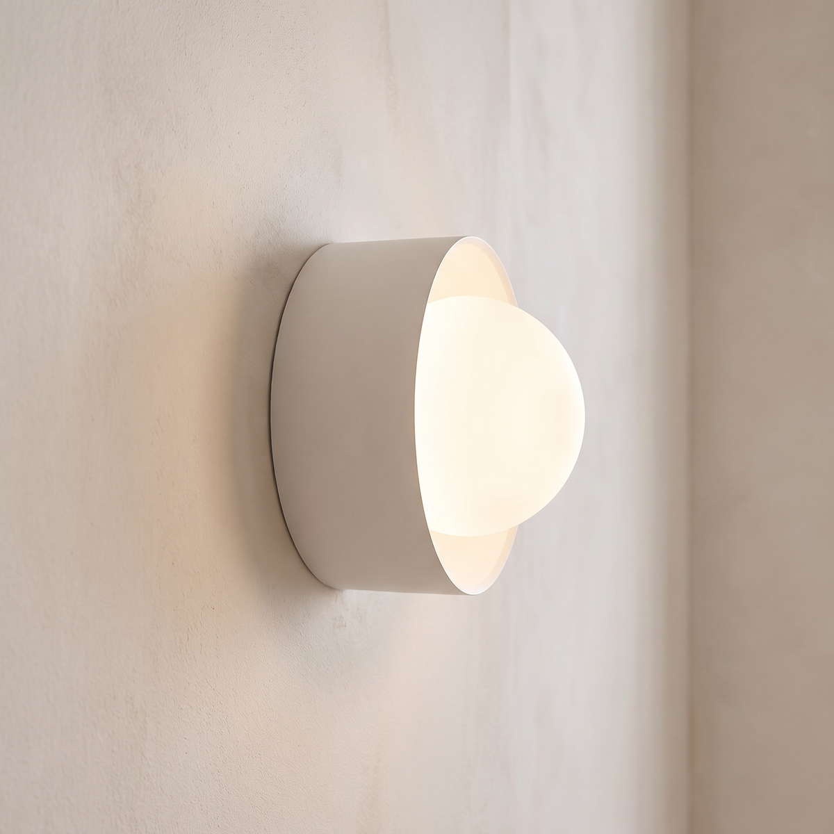 Orb Framed Glass Wall Light – White – side profile