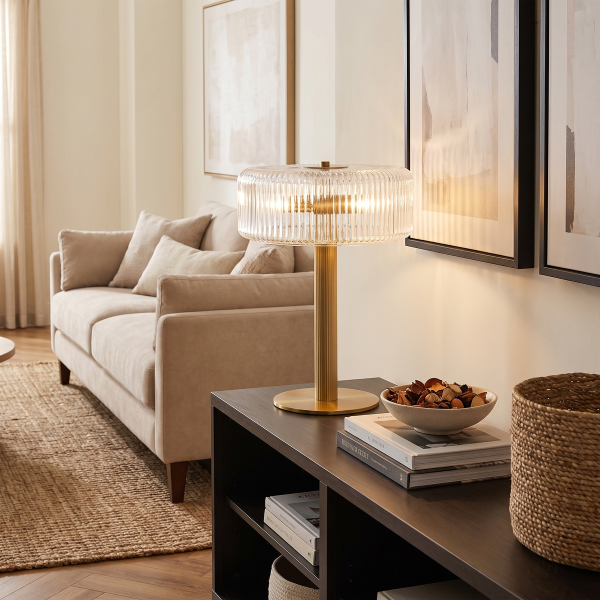 Brizo Art Deco Touch Table Lamp – shown in a room for scale