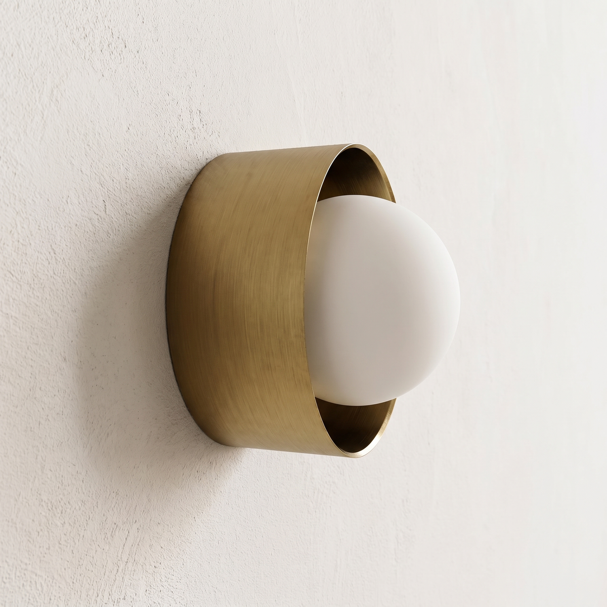 Orb Framed Glass Wall Light – Old Brass – side profile
