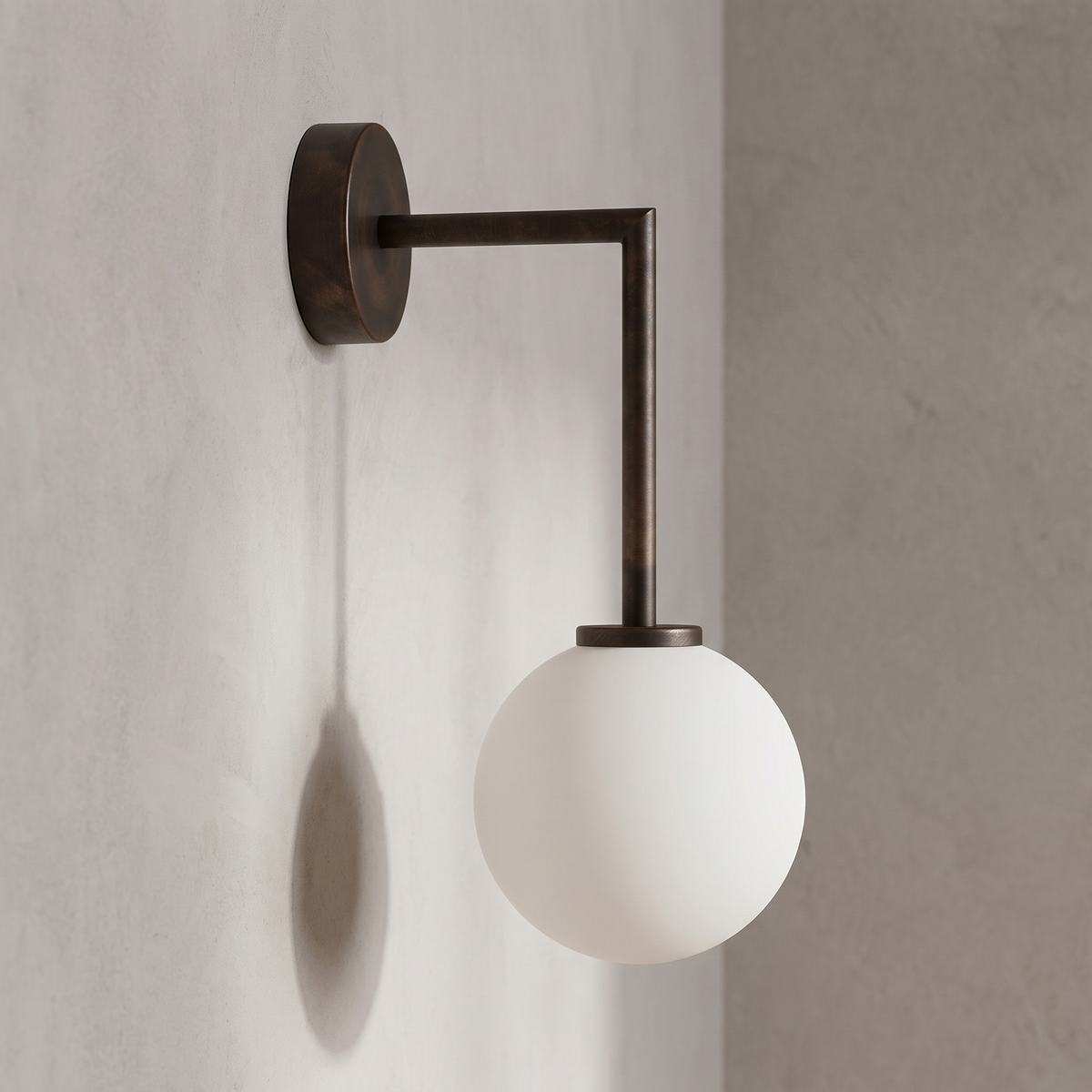 Orb Long Arm Wall Light – Dark Bronze – side profile