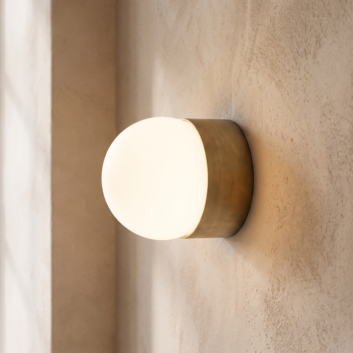 Orb Mini Framed Wall Light – Old Brass – side profile