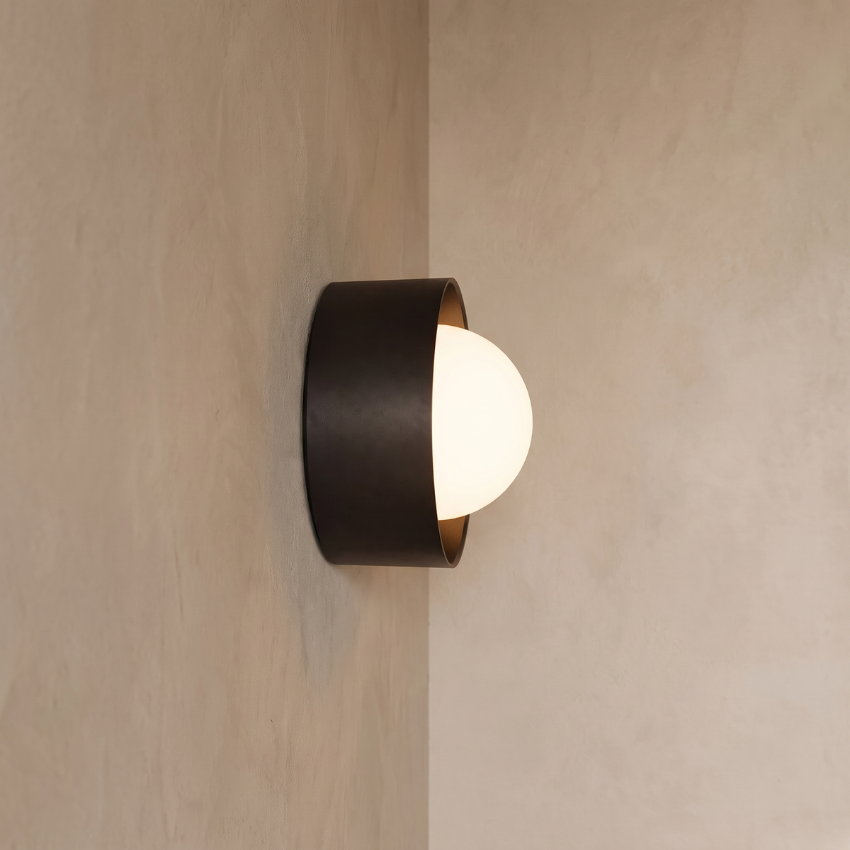Orb Framed Glass Wall Light – Iron – side profile