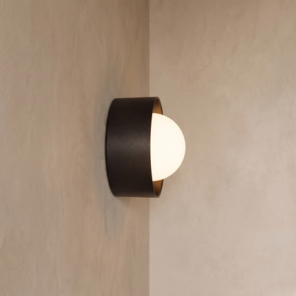 Orb Framed Glass Wall Light – Iron – side profile
