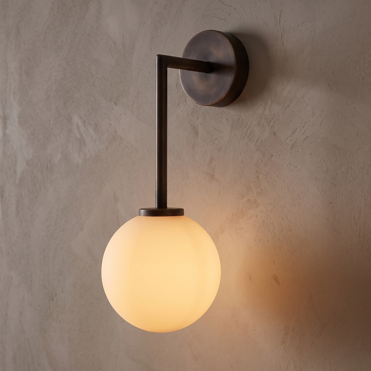 Orb Long Arm Wall Light – Dark Bronze – close-up detail