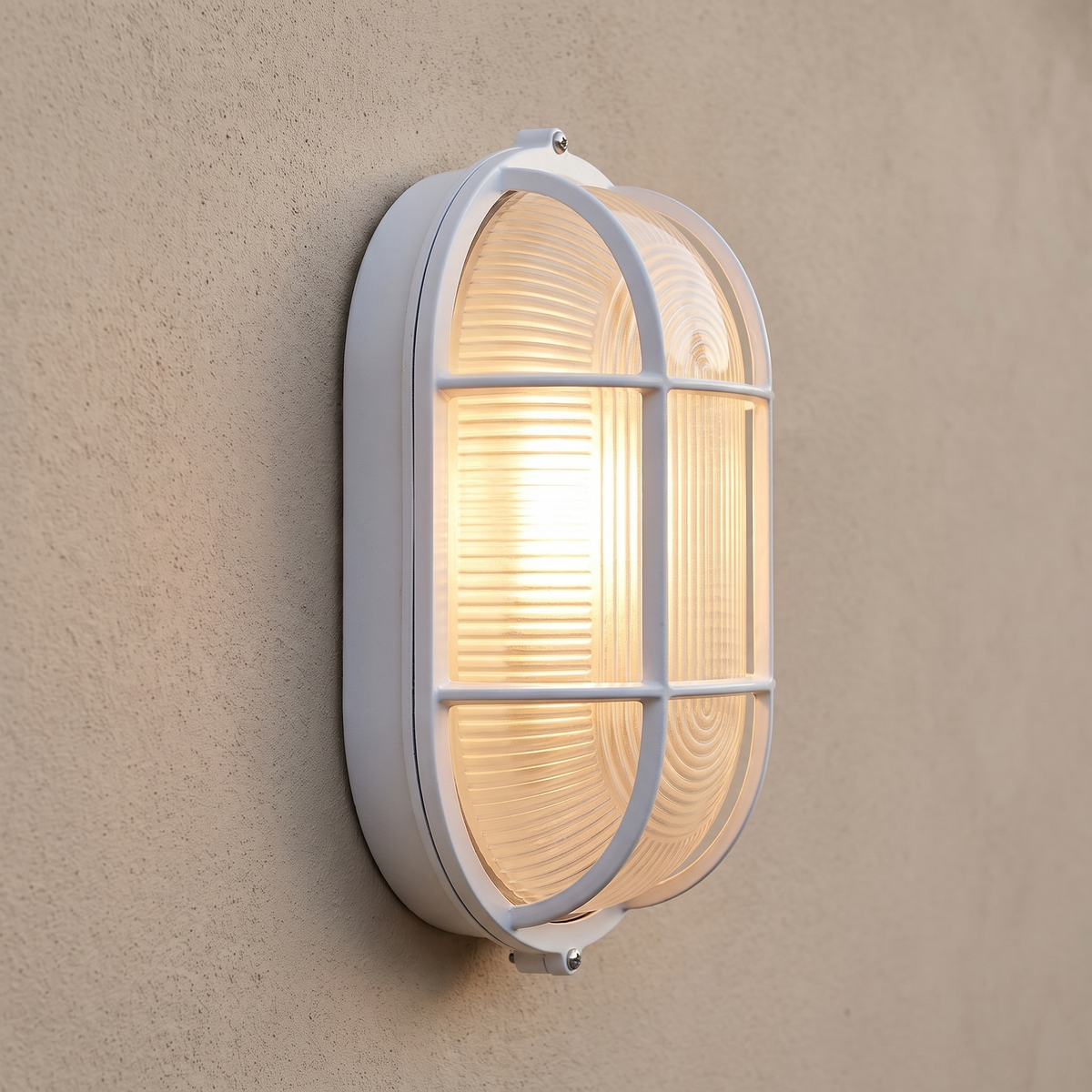 Oval Caged Bunker Light – side profile