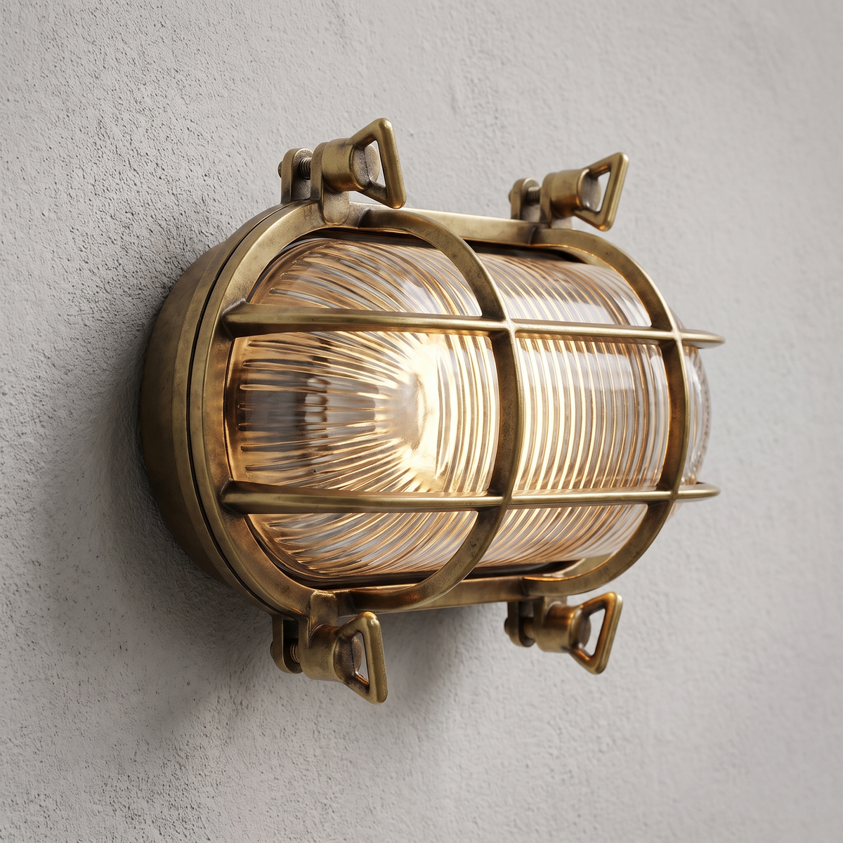 Oval Caged Outdoor Bulkhead Light – side profile