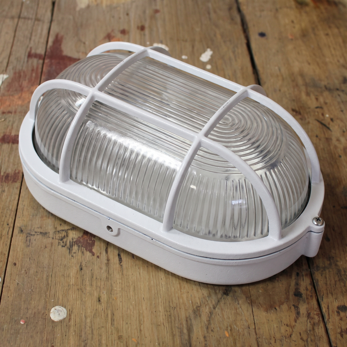 Oval Caged Bunker Light – close-up detail