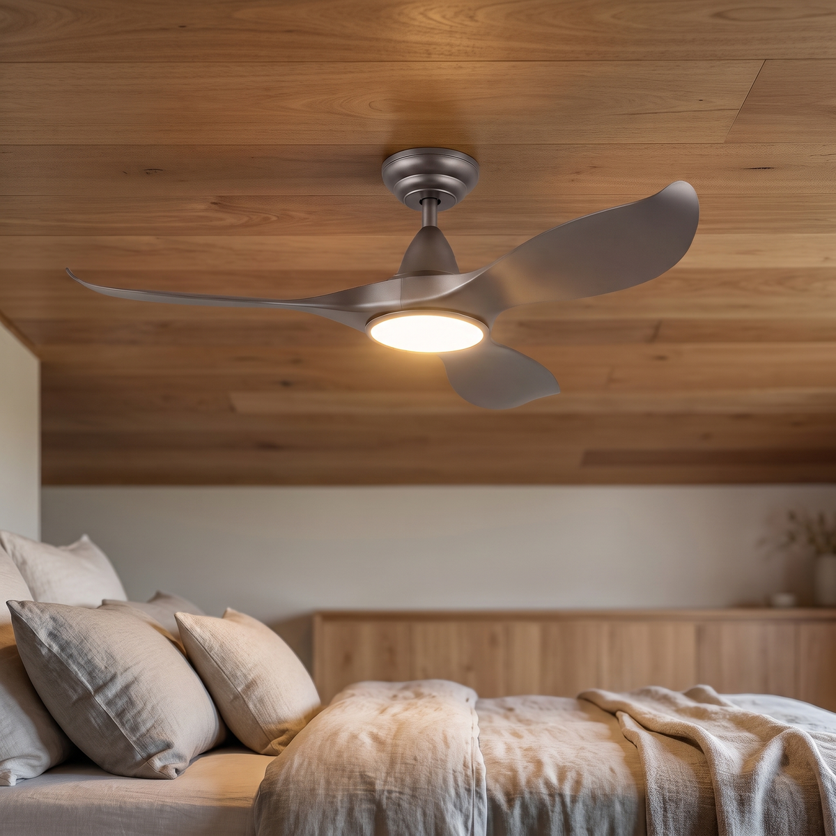 Haven 46" DC Ceiling Fan with LED Light – view from below