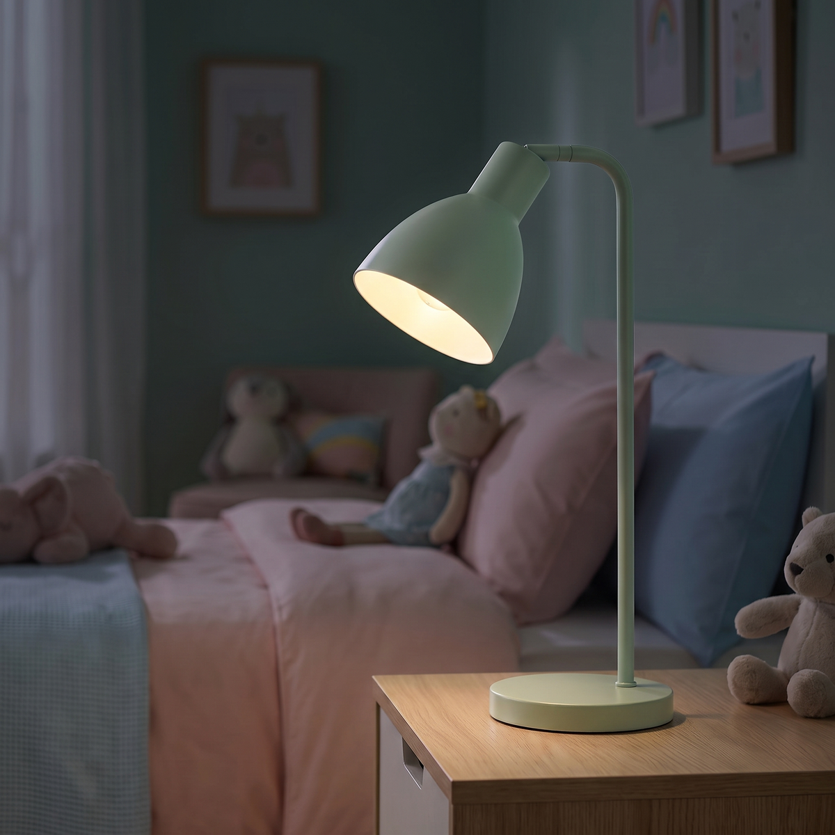 Pivot Adjustable Dome Desk Lamp – glowing at night