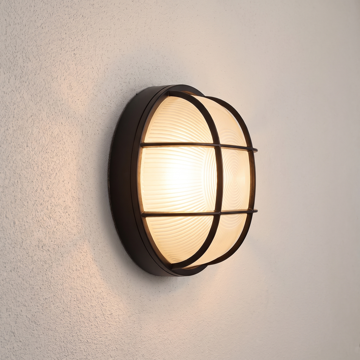 Round Caged Bunker Light – side profile