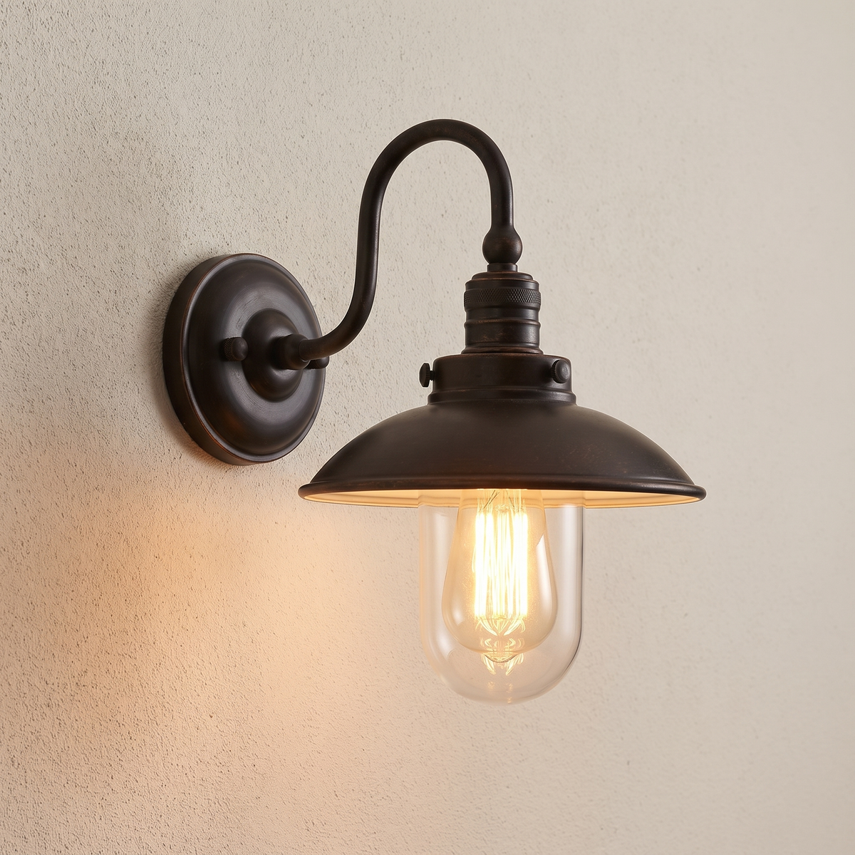 Vintage Gooseneck Wall Light – Antique Bronze – side profile