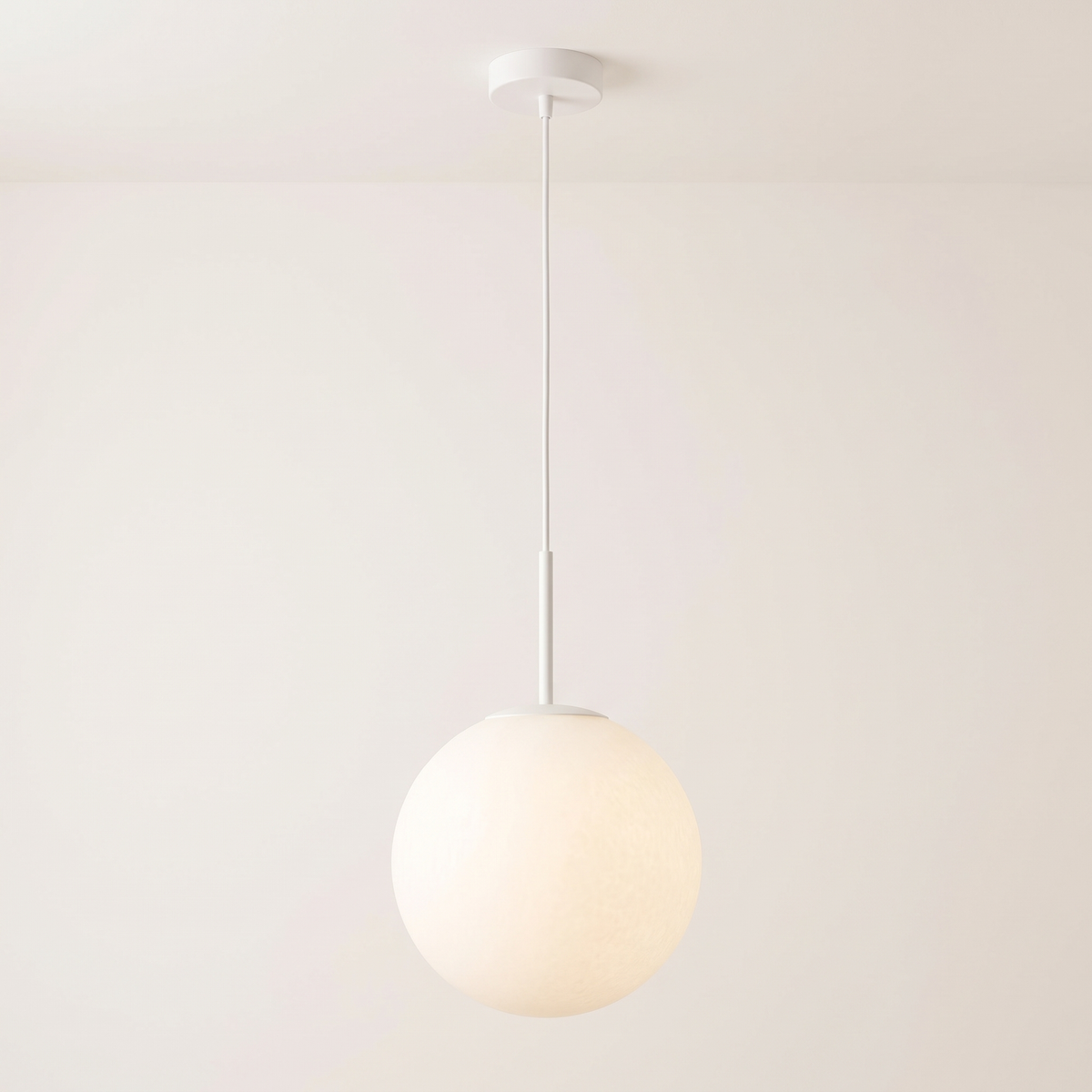 Orb Mouth-Blown Glass Pendant Light – White – studio product shot