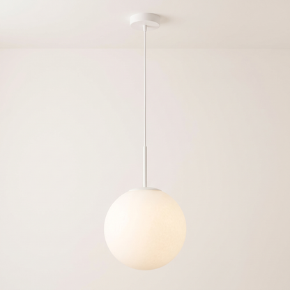 Orb Mouth-Blown Glass Pendant Light – White – studio product shot