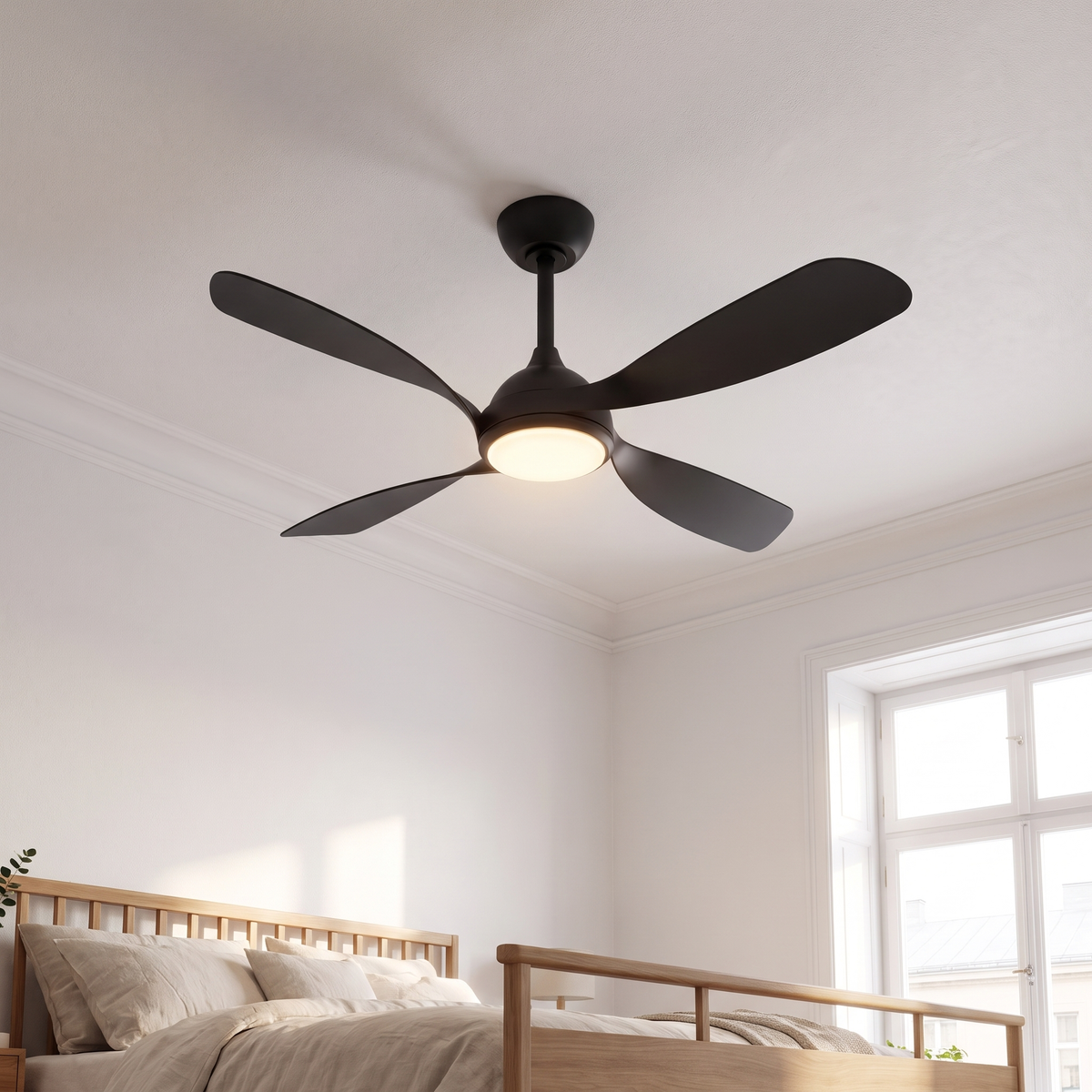 Hampton 52" Smart Wi-Fi DC Ceiling Fan – view from below