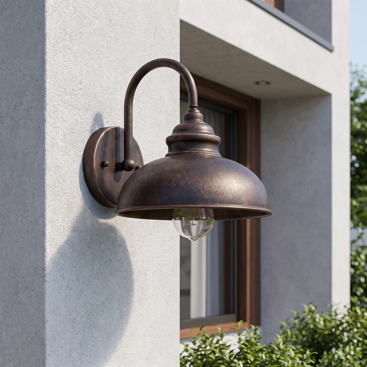 Whitby Dome Exterior Wall Light – mounted outdoors in daylight