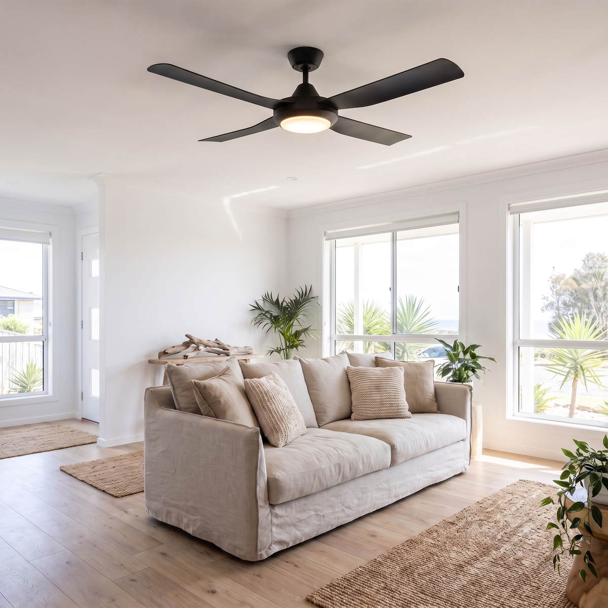 Bondi 48" / 52" AC Ceiling Fan with Optional LED Light – shown in a room for scale