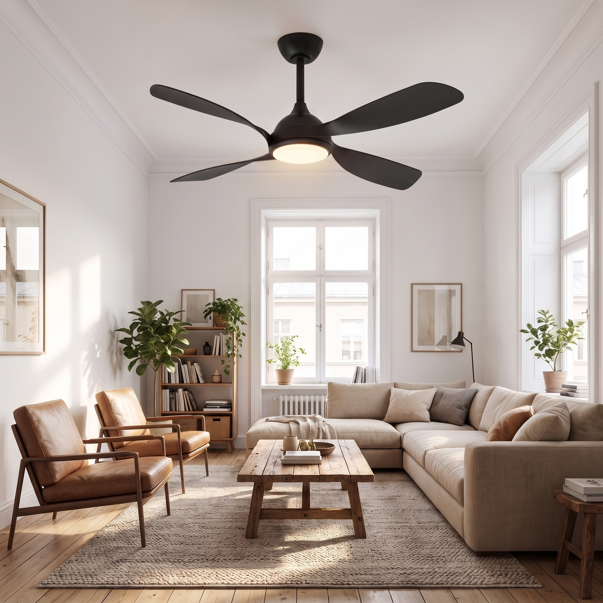 Hampton 52" Smart Wi-Fi DC Ceiling Fan – shown in a room for scale