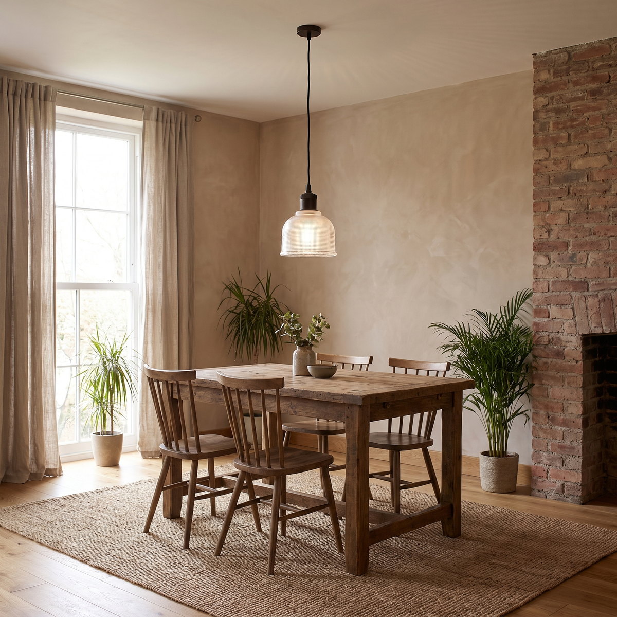 Chapman Holophane Glass Pendant Light – shown in a room for scale