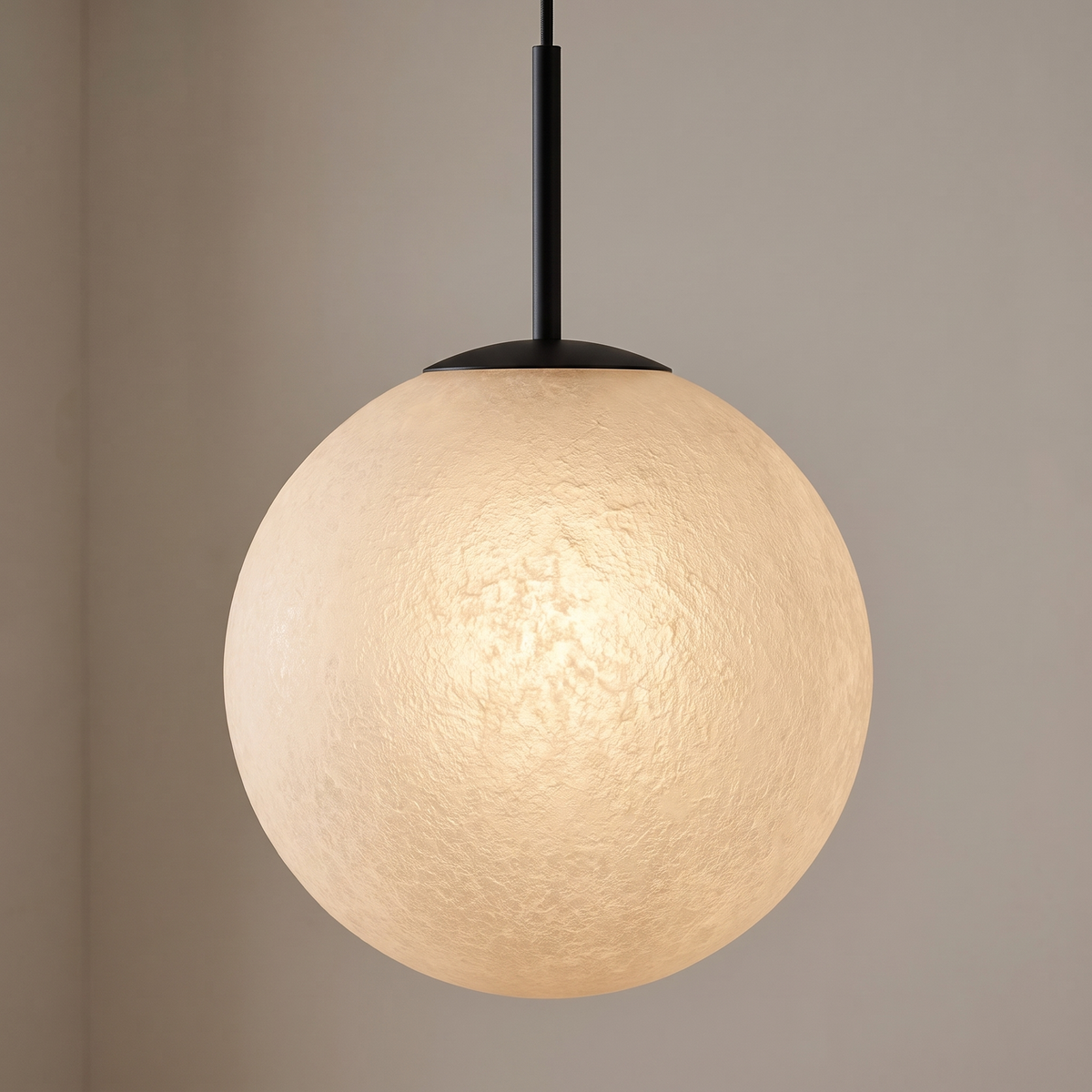 Orb Mouth-Blown Glass Pendant Light – Black – close-up detail