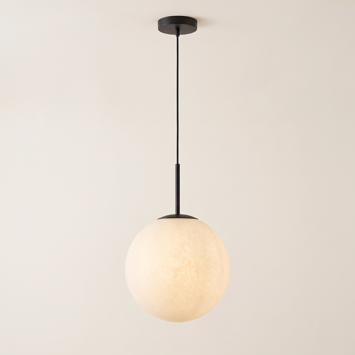 Orb Mouth-Blown Glass Pendant Light – Black – studio product shot