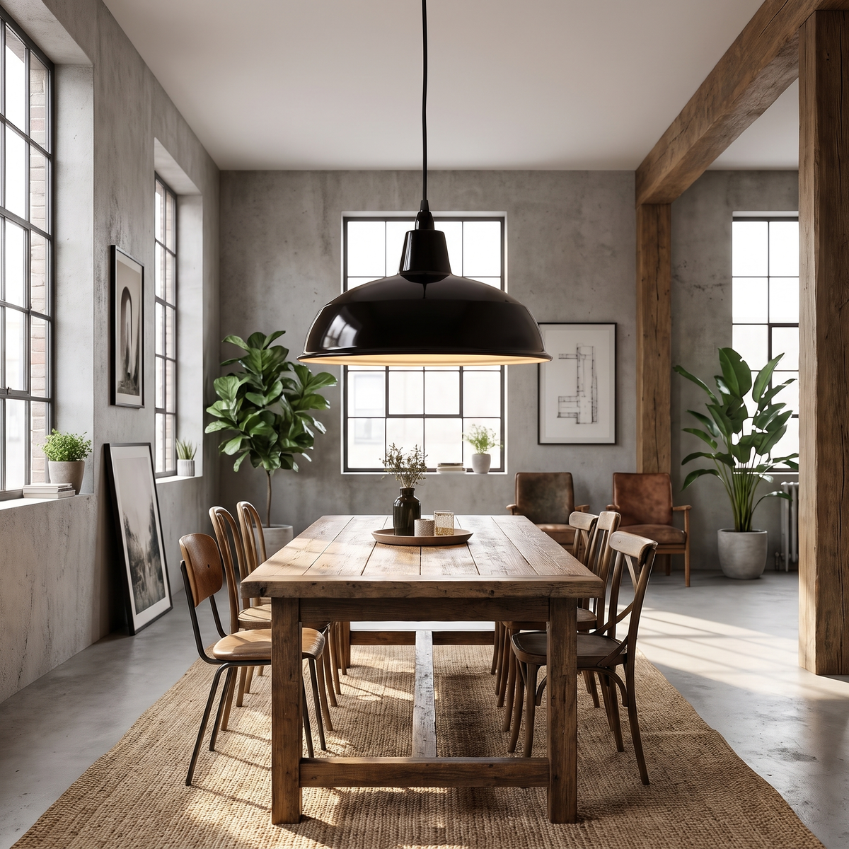 Warehouse Industrial Pendant Light – shown in a room for scale