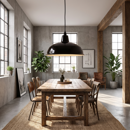 Warehouse Industrial Pendant Light – shown in a room for scale
