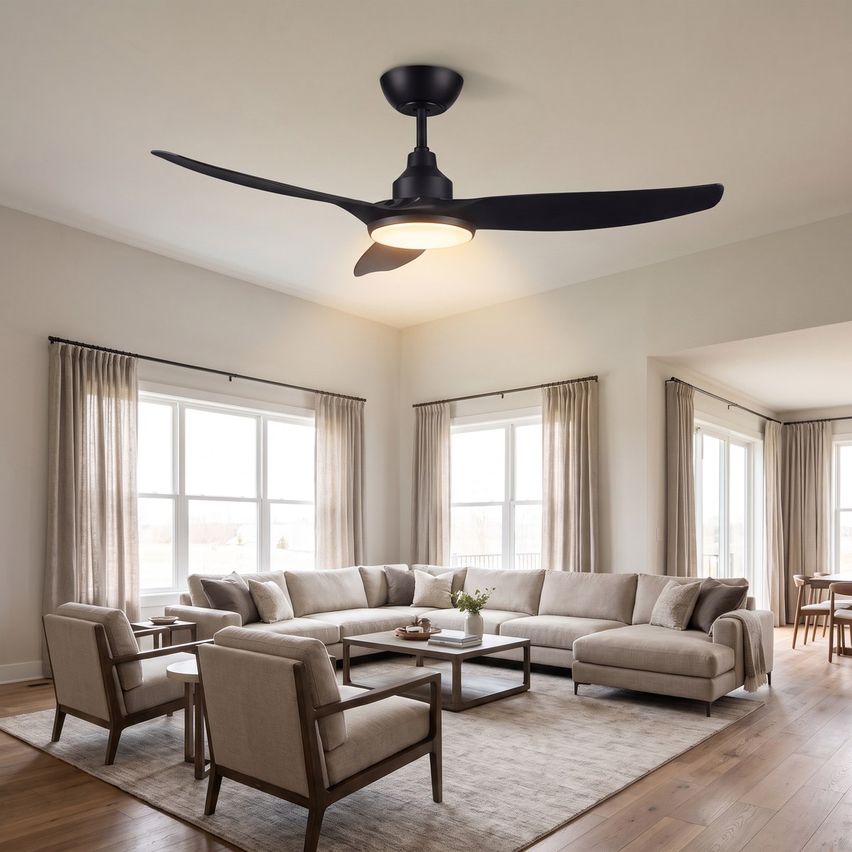 Sky 52" DC Ceiling Fan with LED Light – shown in a room for scale