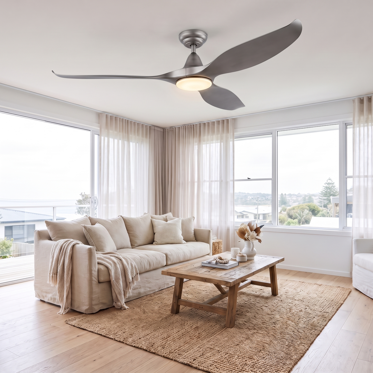 Haven 60" DC Ceiling Fan with LED Light – shown in a room for scale