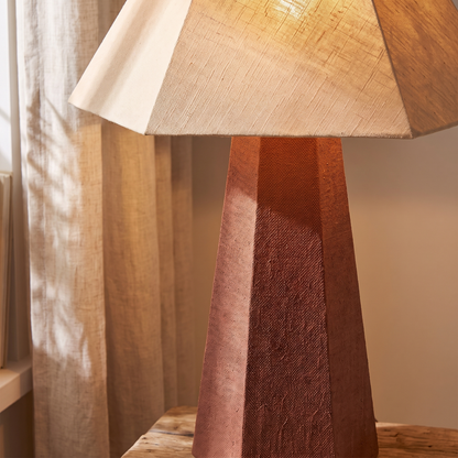 Blake Hexagonal Linen Table Lamp – Toffee – close-up detail