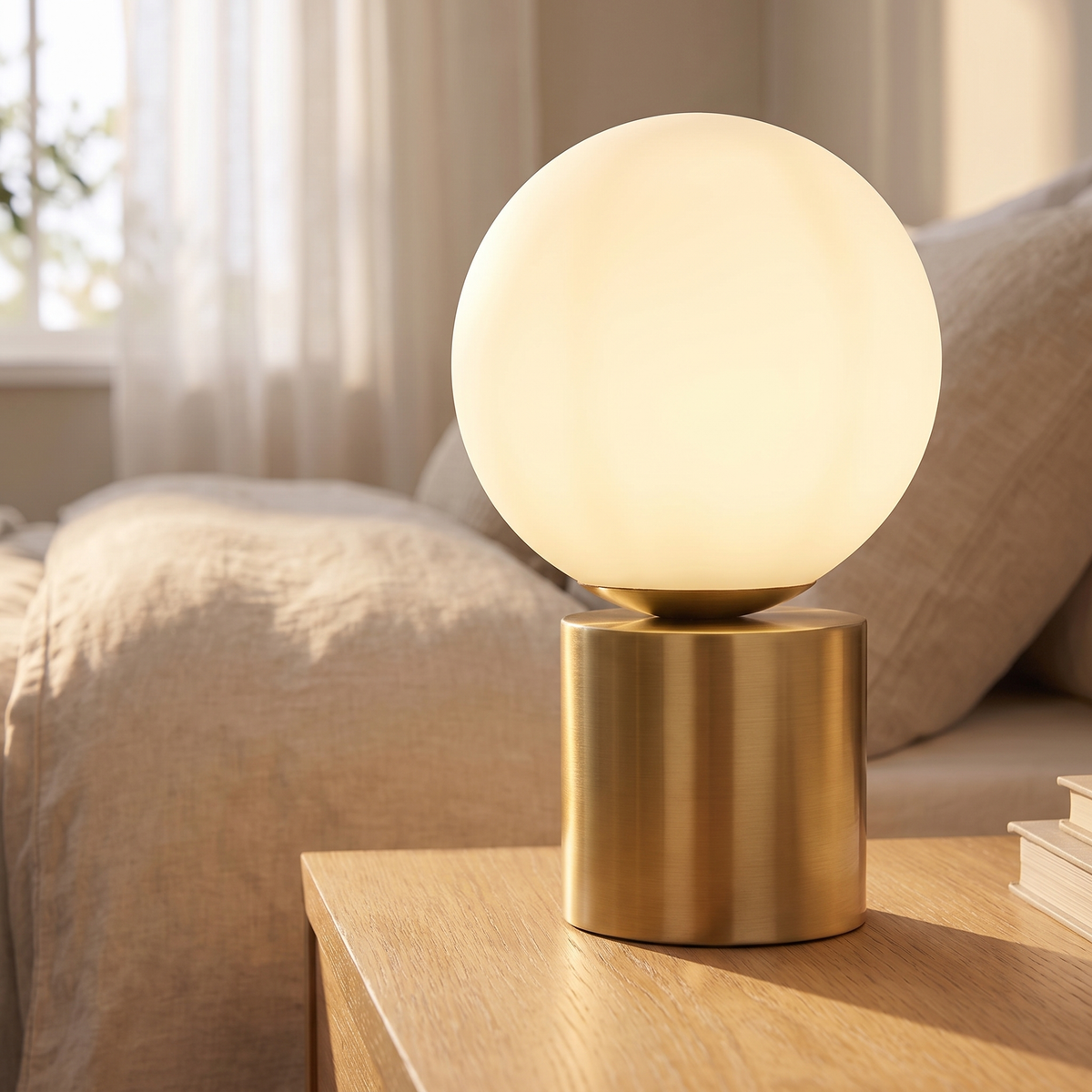 Setra Touch Table Lamp with Opal Glass Globe – close-up detail