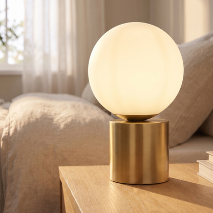 Setra Touch Table Lamp with Opal Glass Globe – close-up detail