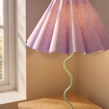 Cora Fluted Table Lamp – Lilac & Pastel Green – close-up detail