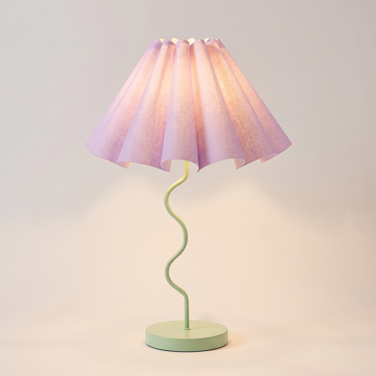 Cora Fluted Table Lamp – Lilac & Pastel Green – studio product shot