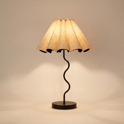 Cora Fluted Table Lamp – Black & Natural – studio product shot