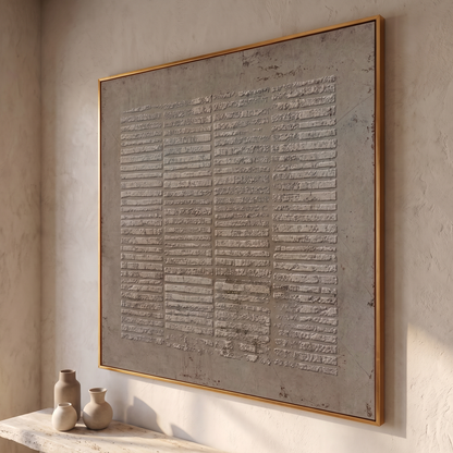 Taupe Earth Textured Wabi-Sabi Canvas – Hand-Painted Square Wall Art – side angle showing texture