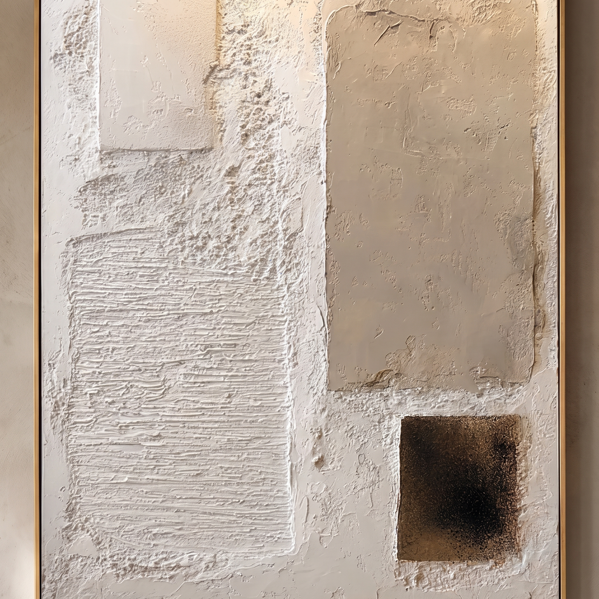 Ivory Drift 3D Textured Abstract Canvas – Hand-Painted Wabi-Sabi Art – close-up detail