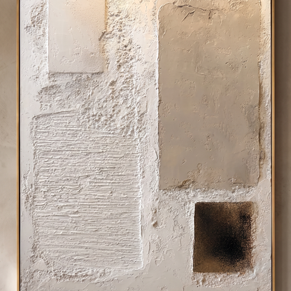 Ivory Drift 3D Textured Abstract Canvas – Hand-Painted Wabi-Sabi Art – close-up detail