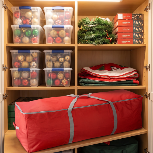 Deluxe Christmas Tree Storage Bag – Large – styled in a room
