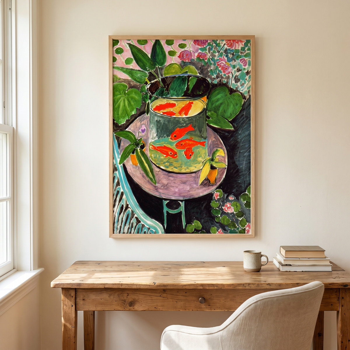 Goldfish by Henri Matisse – Framed Fauvist Still Life Art Print – styled in a room