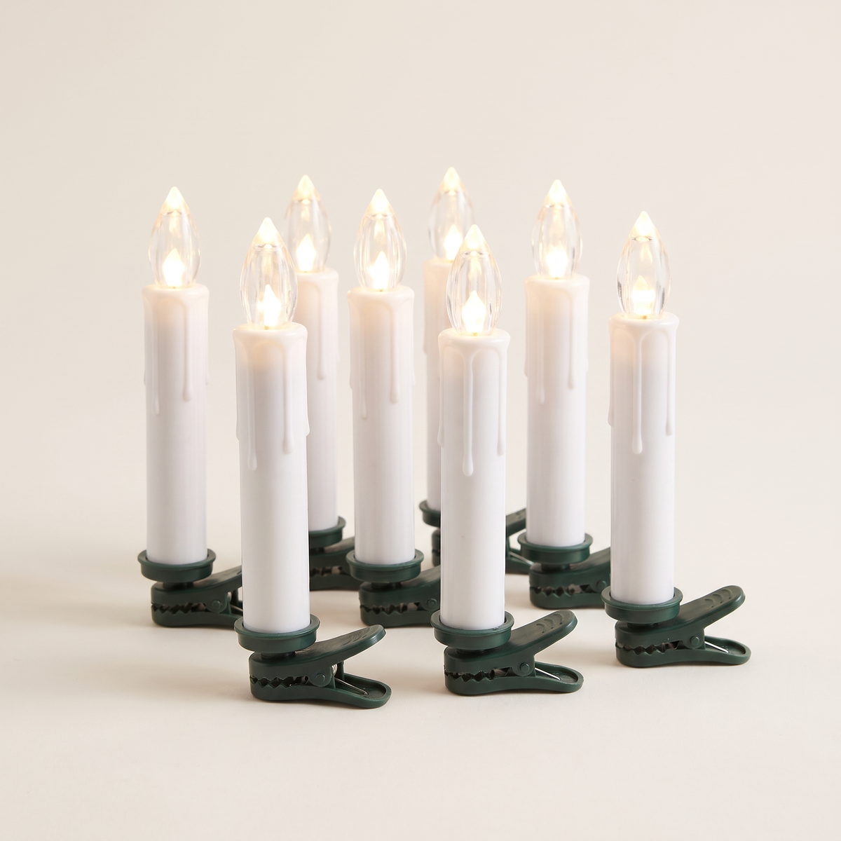 Clip-On LED Christmas Tree Candles with Remote – Set of 8 – studio view