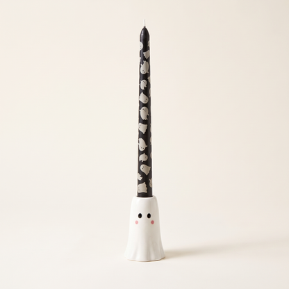 Ceramic Ghost Candle Holder with Taper Candle – 33cm – studio view