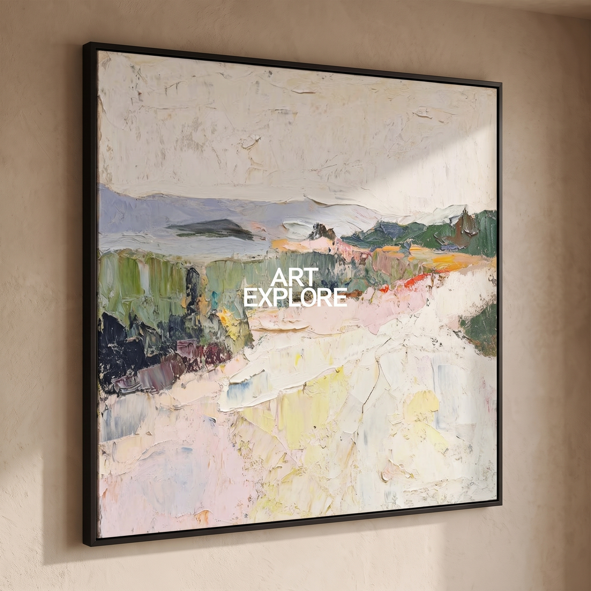 Dune Horizon Beige Textured Landscape Canvas – Hand-Painted Wall Art – side angle showing texture
