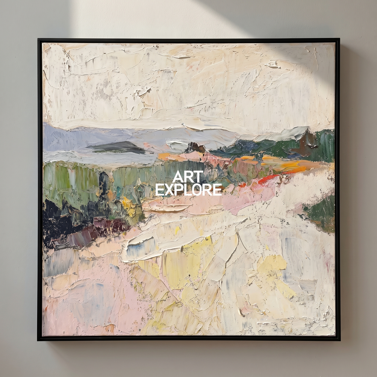 Dune Horizon Beige Textured Landscape Canvas – Hand-Painted Wall Art – close-up detail