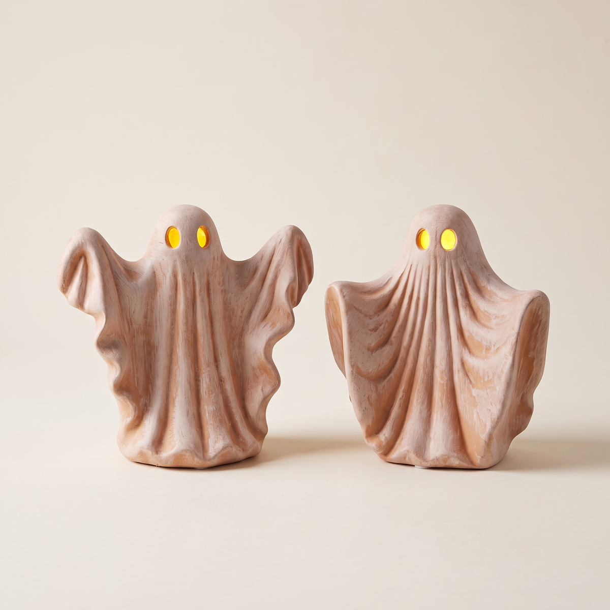 Terracotta LED Ghosts – Set of 2 – studio view